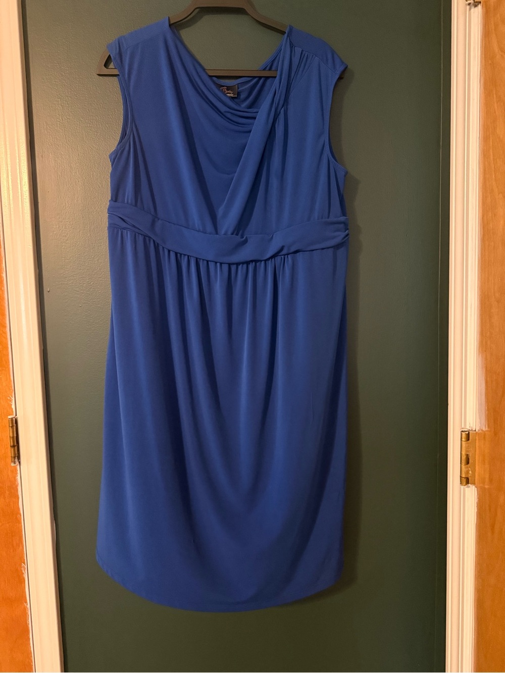 Sleeveless Cowl Neck Blue maternity Dress